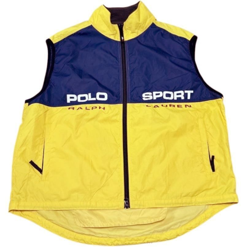 90's Polo Sport ポロスポーツ ナイロンベスト イエローネイビー 1990