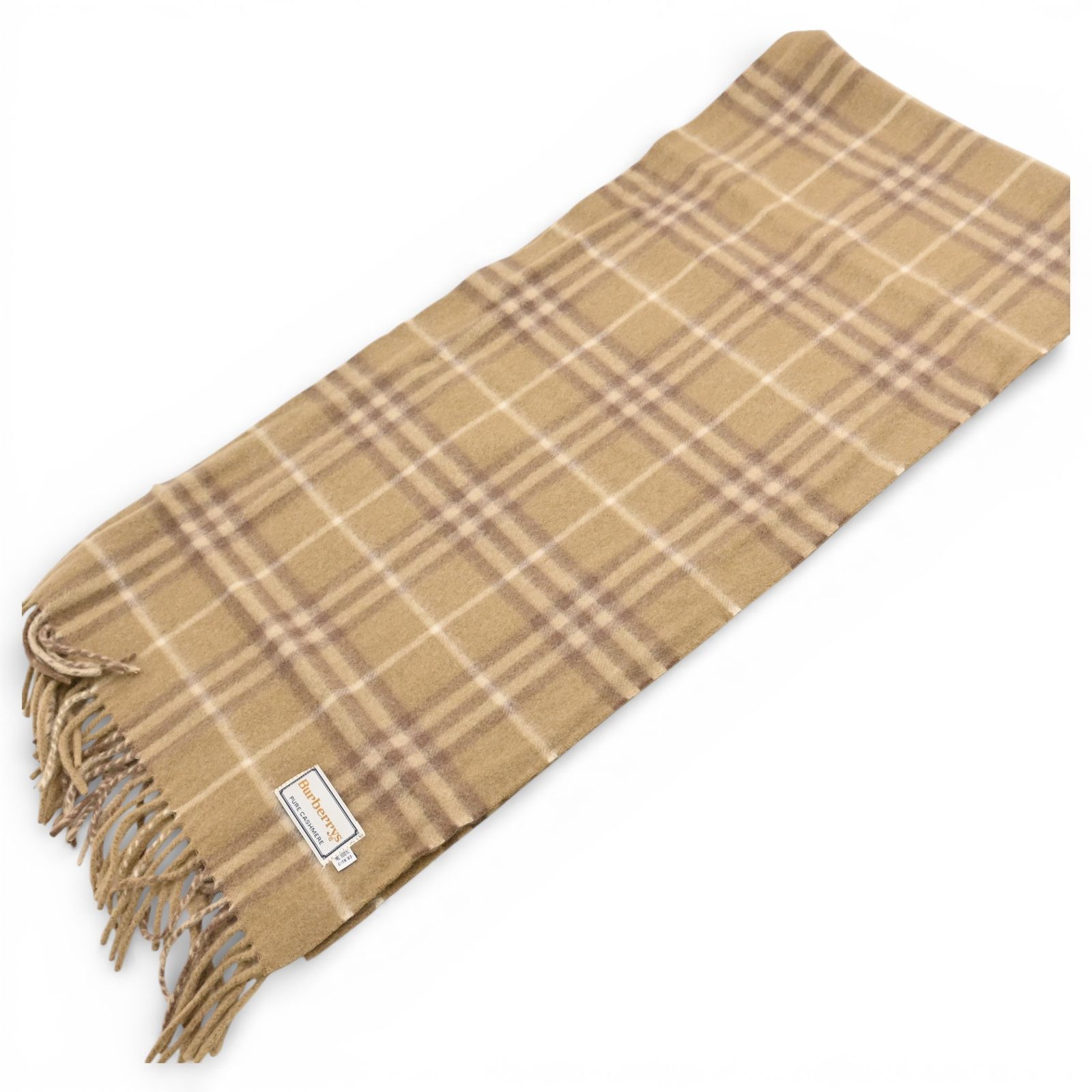 バーバリー ノバチェック カシミア マフラー ベージュ Aランク