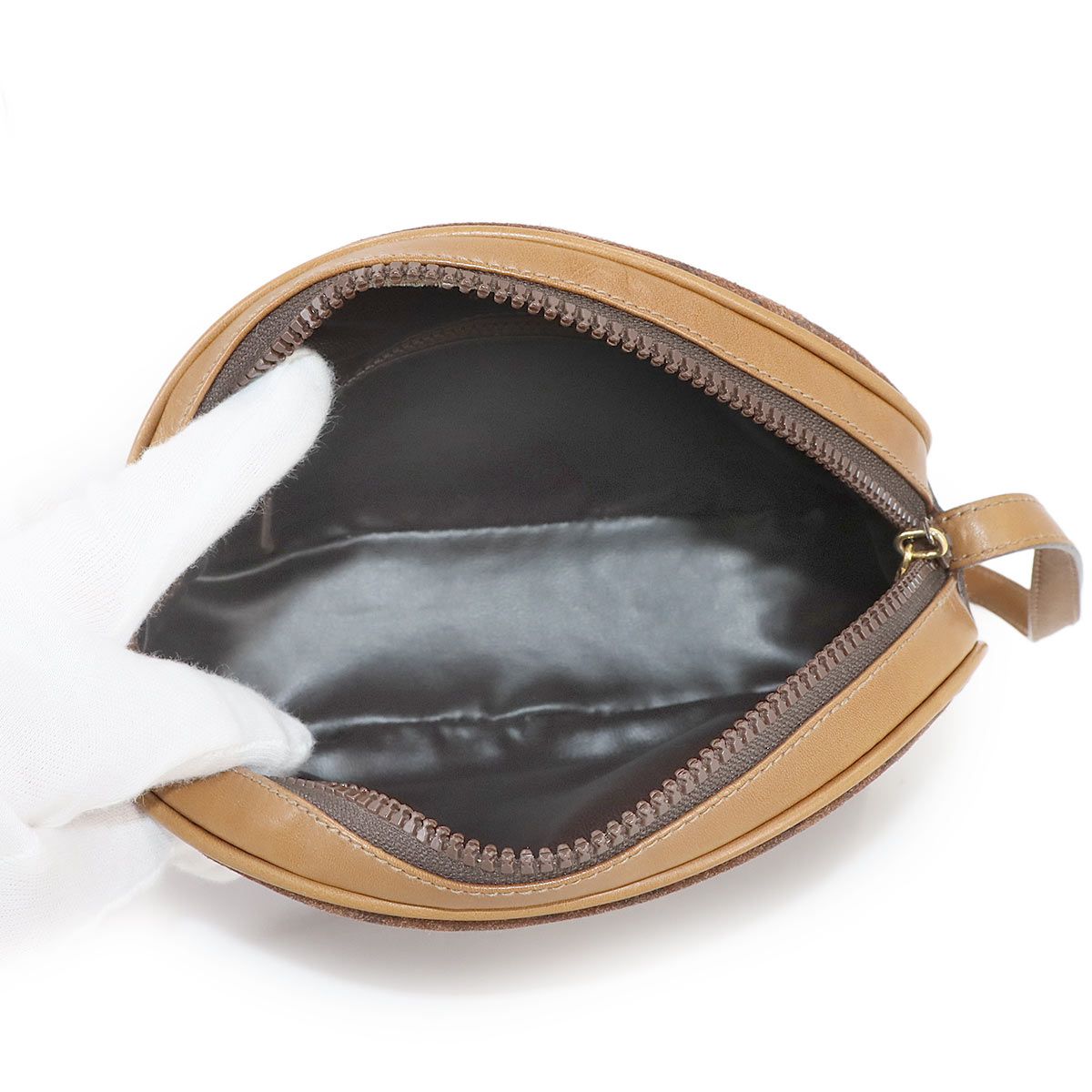 セリーヌ CELINE マカダム ショルダー バッグ スエード レザー