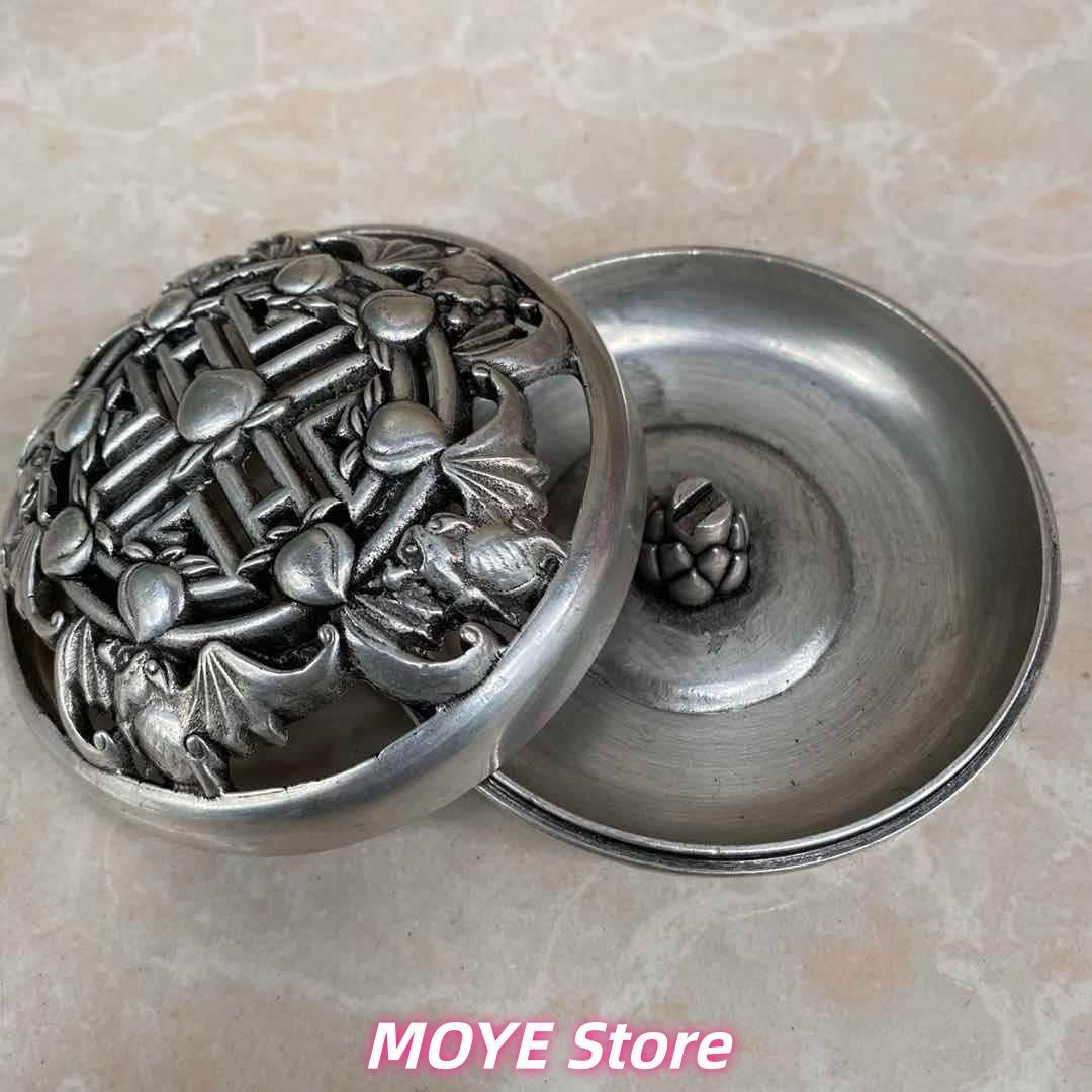 透かし彫りの五福献寿薫香炉 茶道具 香道具 工芸品 美術品 zw0128