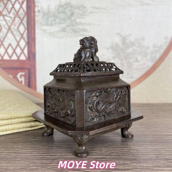 香炉 四神獣 元宝　金属　彫刻 置物 開運 風水 骨董 インテリア　アンティーク 浮彫四神獣香炉 三体炉 香道具 仏具 工芸品 美術品 zw0128 - メルカリ