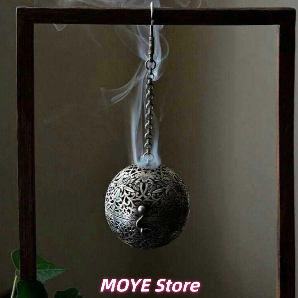 銅 細工 茶道具 香道具 香薫球 倒流香弔炉 花鳥紋香球 工芸品美術品