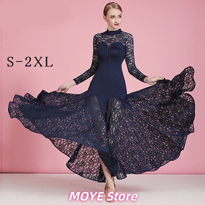 高品質 社交ダンス ドレス 社交ダンス衣装 長袖 初心者 練習着 レース