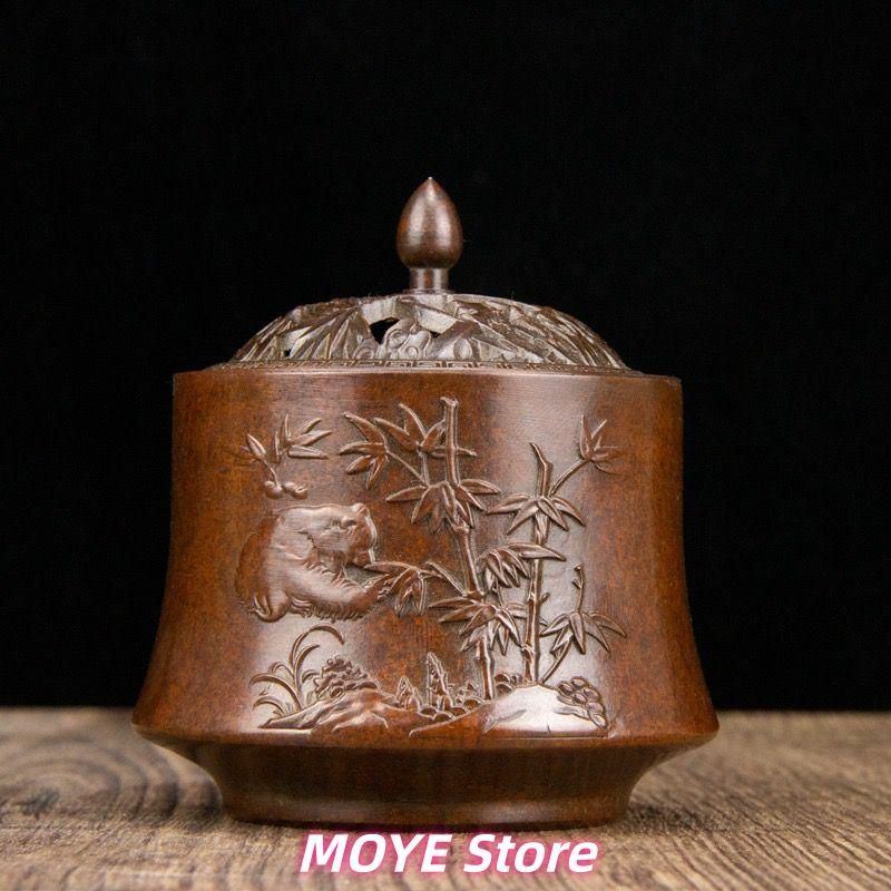 竹節四足二重薫香炉 両耳鼎 薫香炉 茶卓 置物 装飾品 工芸品 美術品 双