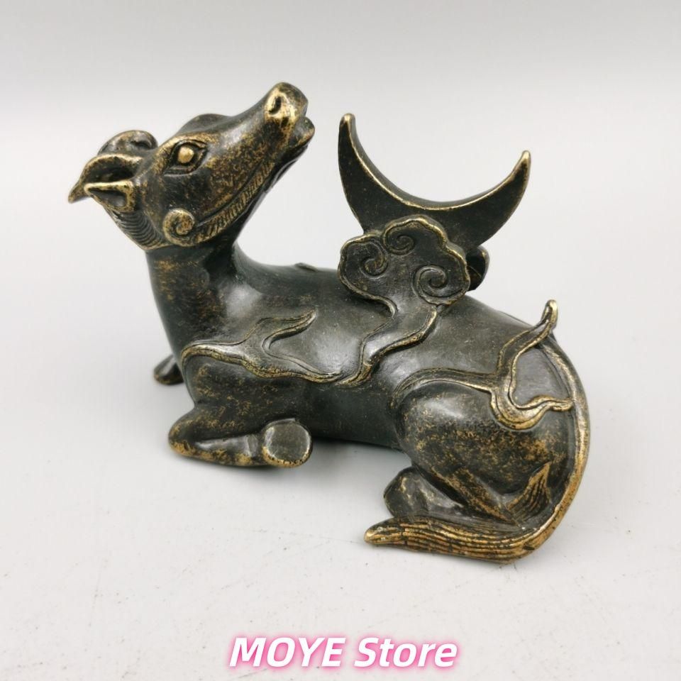 銅器 犀牛望月 装飾品 現代工芸品 美術品 zw0128 - メルカリ