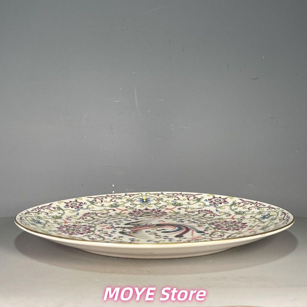 清乾隆五彩鳳紋賞盤 景徳鎮 陶磁器 装飾品 工芸品 美術品 zw0128