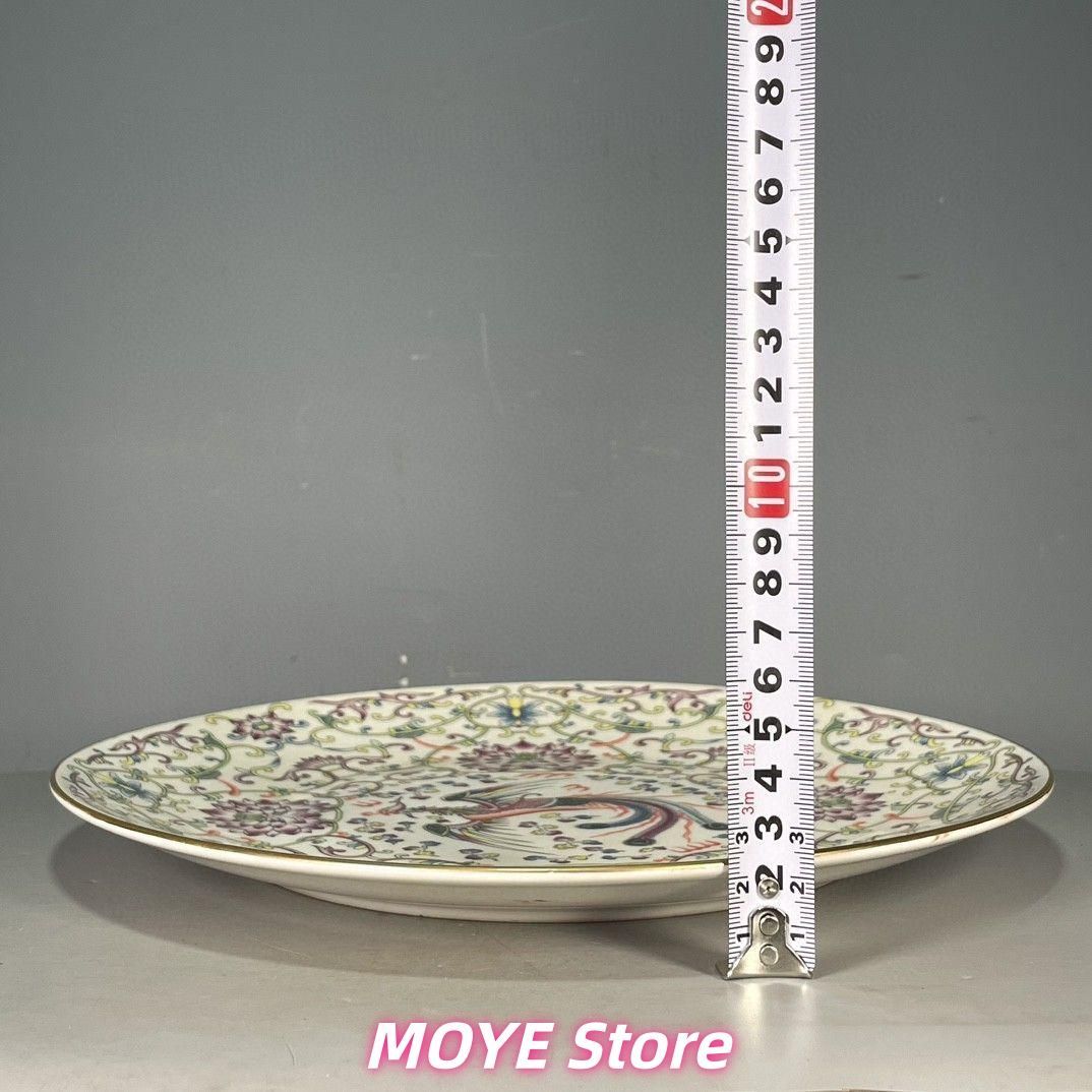 清乾隆五彩鳳紋賞盤 景徳鎮 陶磁器 装飾品 工芸品 美術品 zw0128