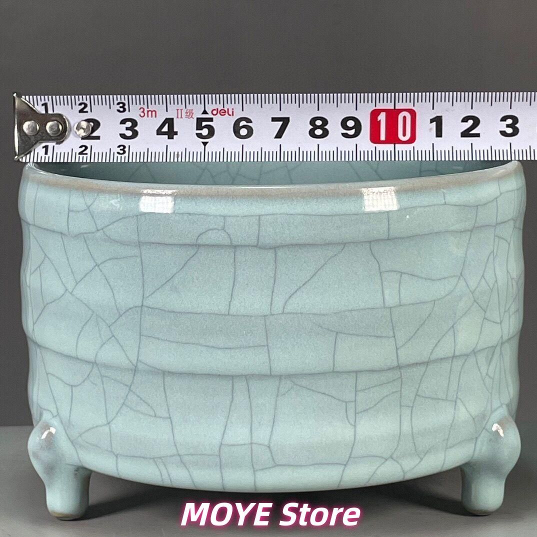 汝磁器開片三足香炉 香道具 景徳鎮 陶磁器 装飾品 現代工芸品 美術品