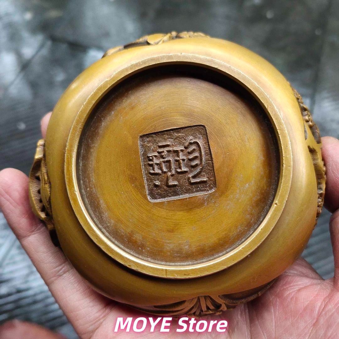 銅 細工 四季花瓢?蓋香炉 銅製 茶道具 香道具 工芸品 美術品 zw0128