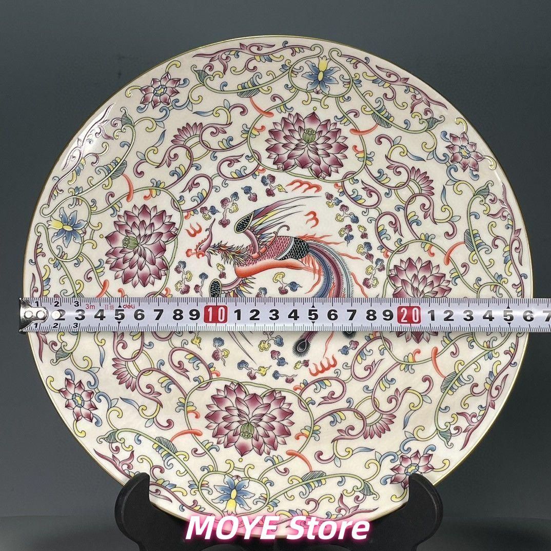 清乾隆五彩鳳紋賞盤 景徳鎮 陶磁器 装飾品 工芸品 美術品 zw0128