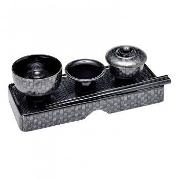 略式仏膳 有田焼 市松柄ブラック