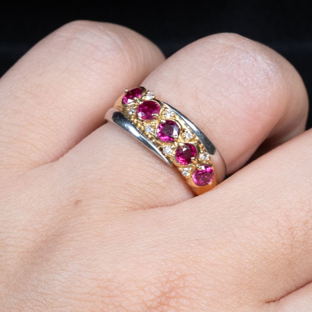 ルビー0.83ct ダイヤモンド0.08ct リング K18 PT900 12号 -X5538