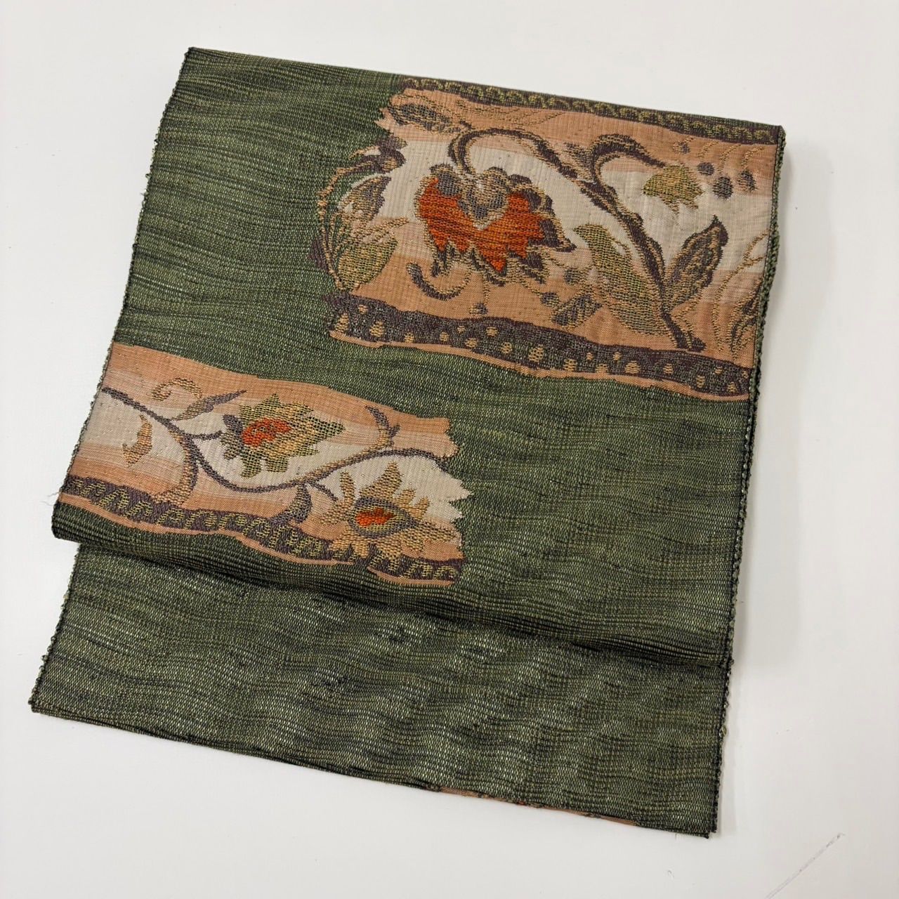 名古屋帯 紬 花唐草 上品な織り出し 八寸 正絹 着物 MA-3474 - メルカリ