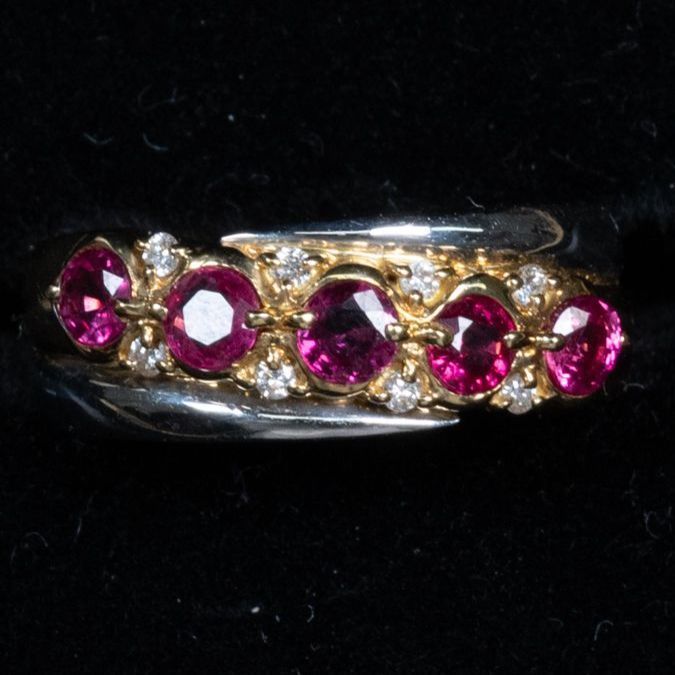 ルビー0.83ct ダイヤモンド0.08ct リング K18 PT900 12号 -X5538