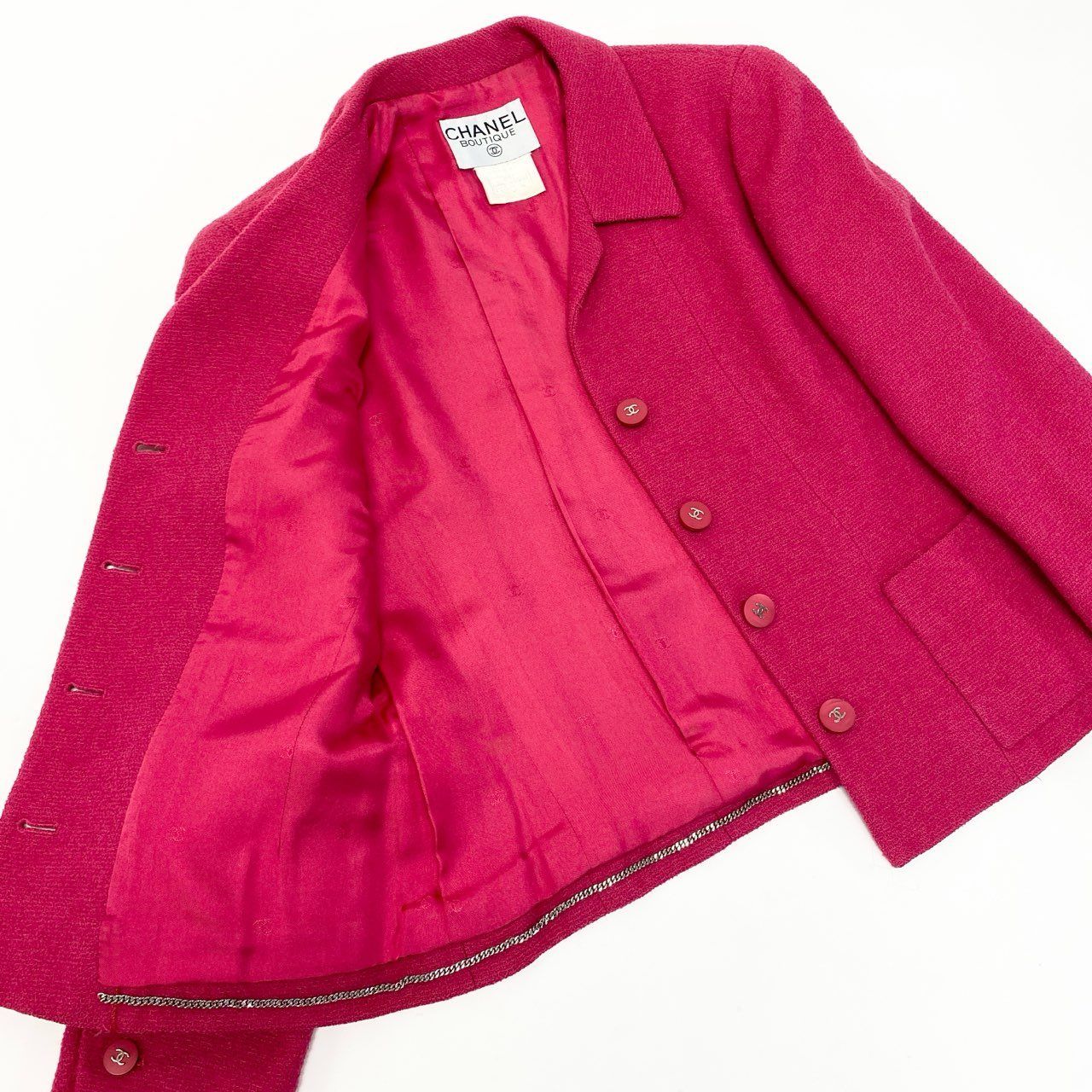 87a28 CHANEL シャネル 1996年 ツイードジャケット ココマークボタン