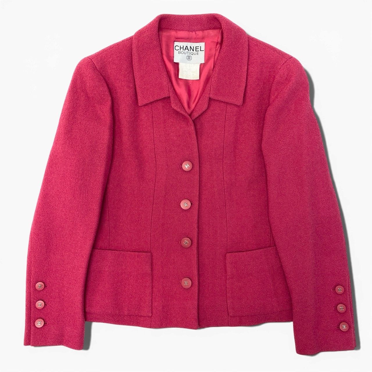 87a28 CHANEL シャネル 1996年 ツイードジャケット ココマークボタン