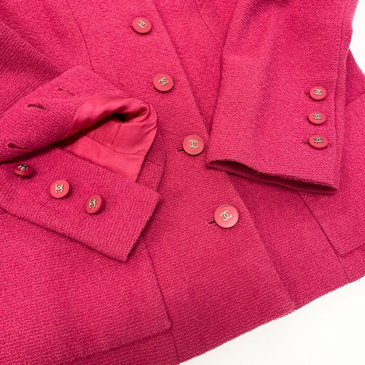 87a28 CHANEL シャネル 1996年 ツイードジャケット ココマークボタン