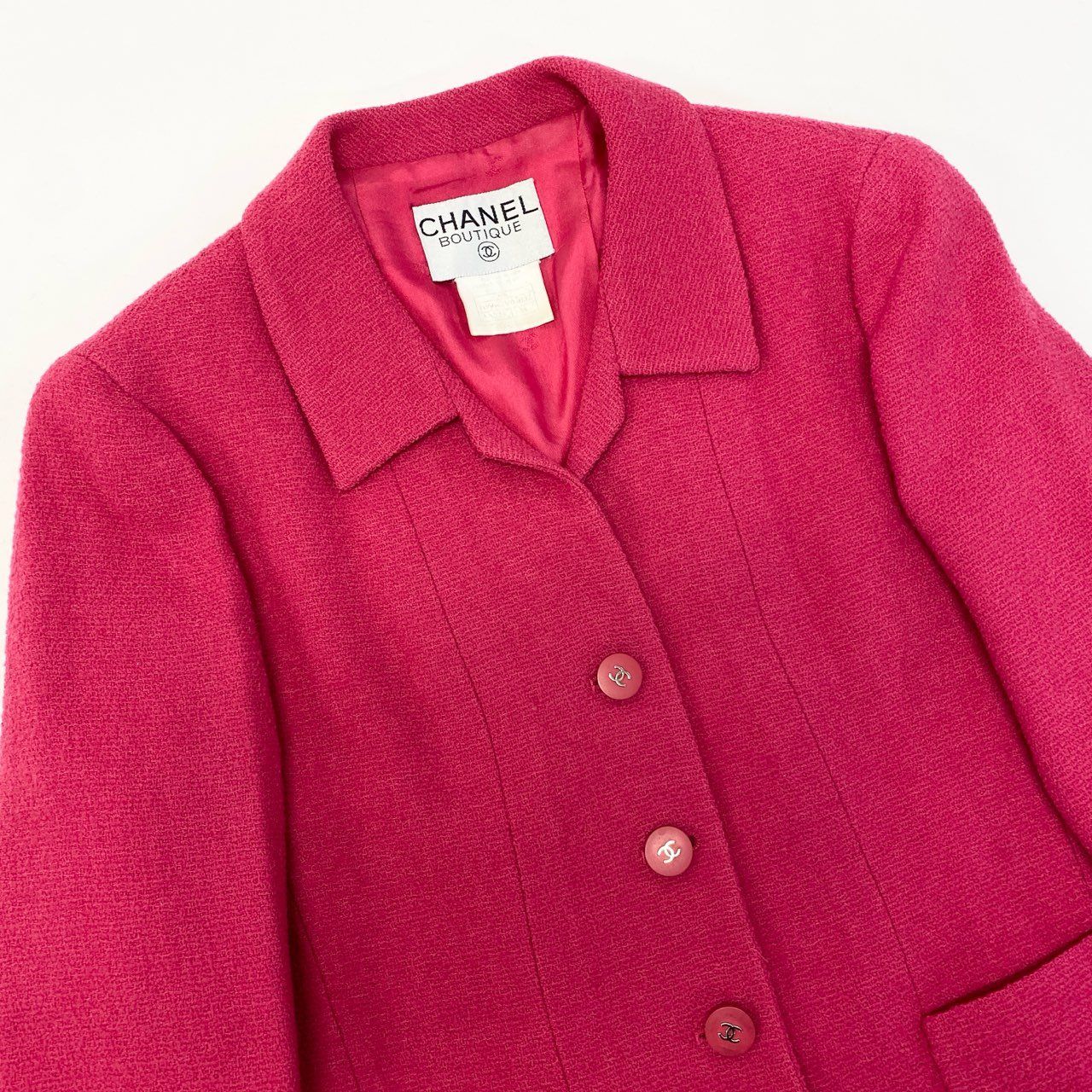 87a28 CHANEL シャネル 1996年 ツイードジャケット ココマークボタン