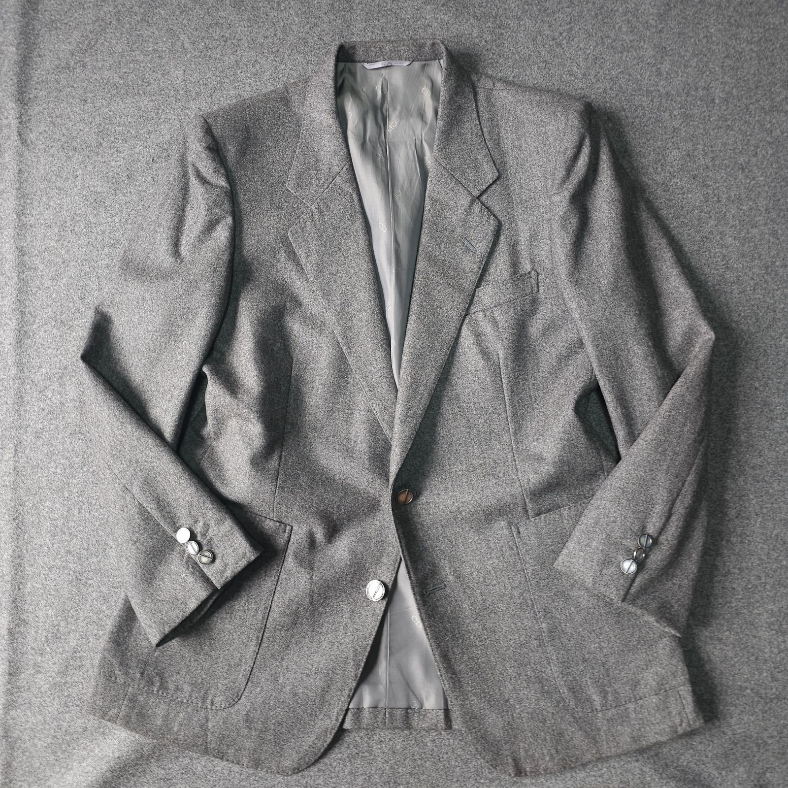 美品 クリスチャンディオール CHRISTIANDIOR ブレザー ジャケット Christian Dior】クリスチャン・ディオール 2B 銀ボタン ウール 毛