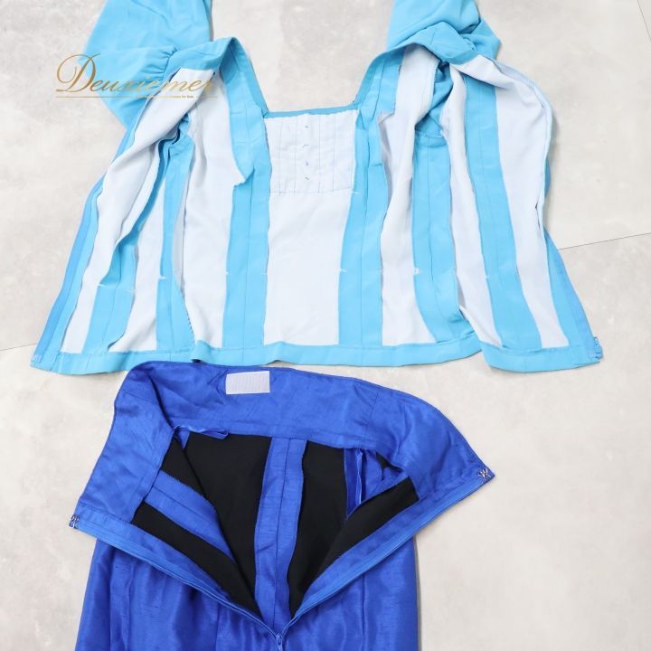 フラメンコ 衣装 トップス ファルダ ツーピース セットアップ 青