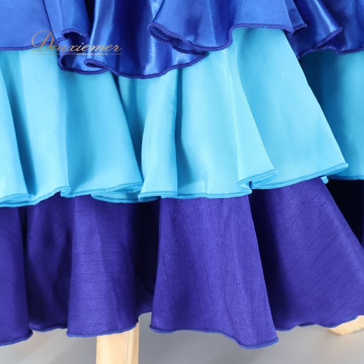 フラメンコ 衣装 トップス ファルダ ツーピース セットアップ 青