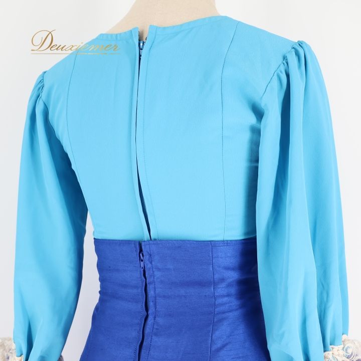 フラメンコ 衣装 トップス ファルダ ツーピース セットアップ 青