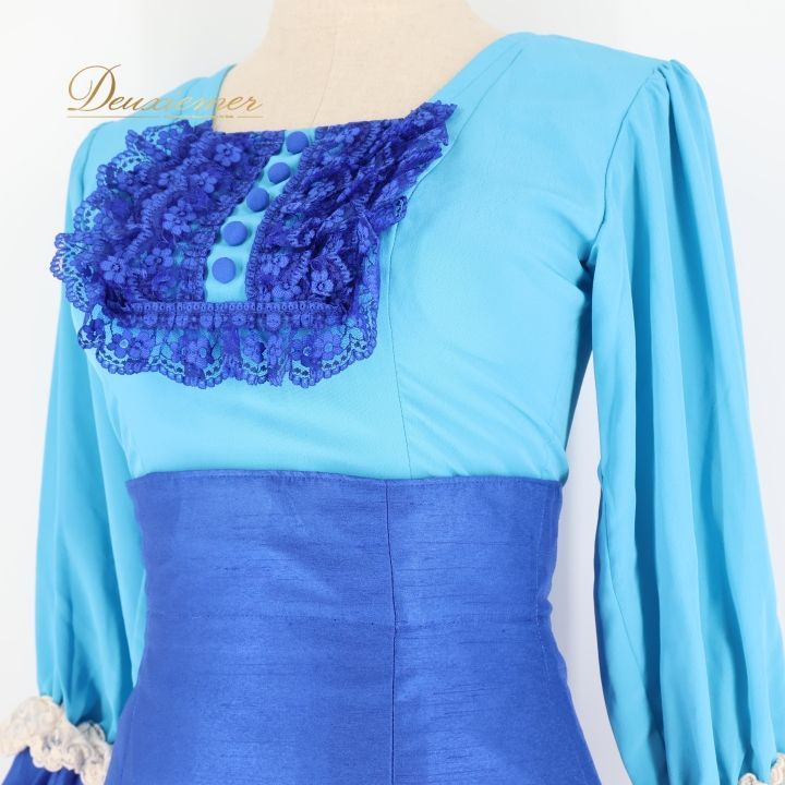 フラメンコ 衣装 トップス ファルダ ツーピース セットアップ 青