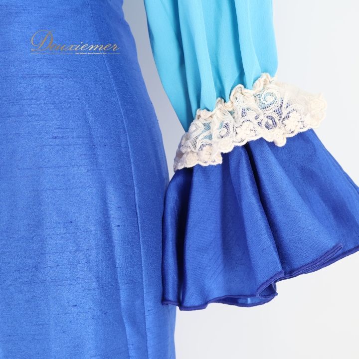 フラメンコ 衣装 トップス ファルダ ツーピース セットアップ 青