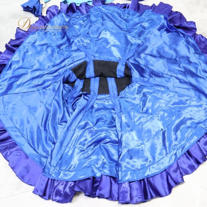 フラメンコ 衣装 トップス ファルダ ツーピース セットアップ 青