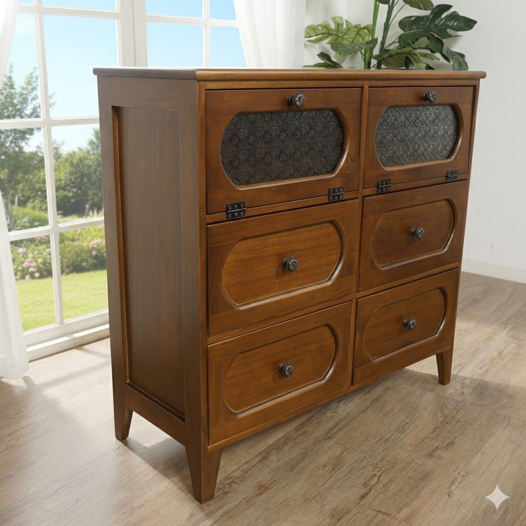 送料無料！ E 訳あり アンティーク調 チェスト キャビネット完成品