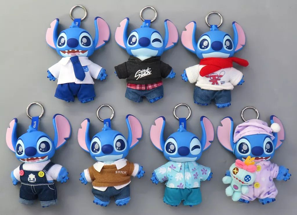 ぬいぐるみマスコット ぬいぐるみバッジ 全7種セット ディズニー×TOP TOY リロ＆スティッチ DRESS UP SHOWシリーズ ソフビぬいぐるみ