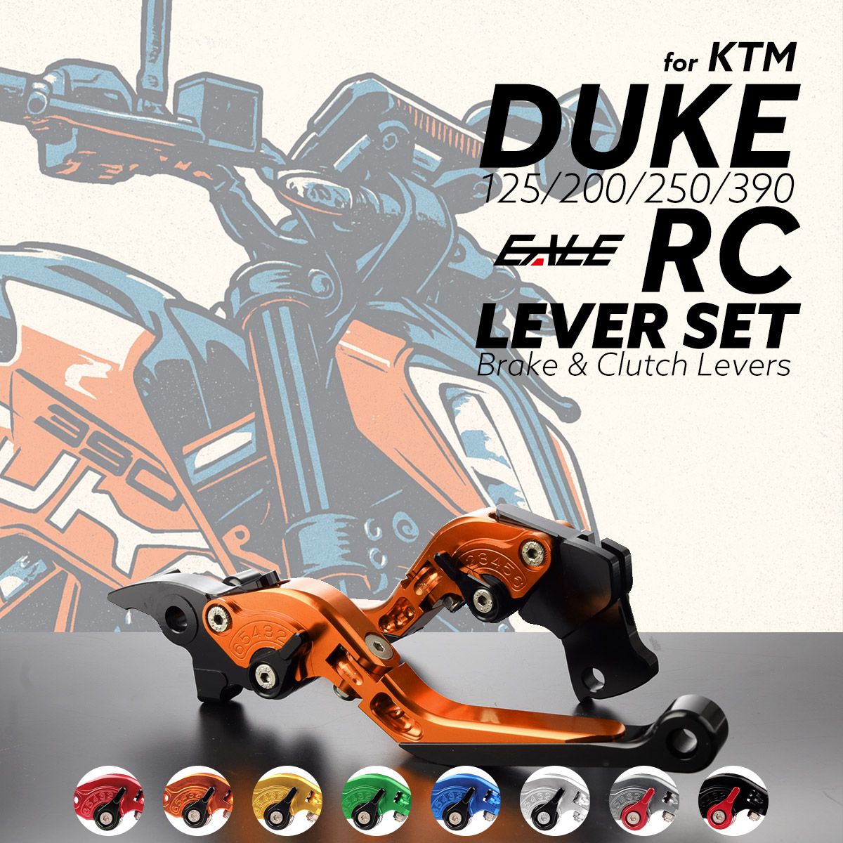KTM DUKE 125 200 250 390 デューク RC レバー アルミ製 ブレーキ 