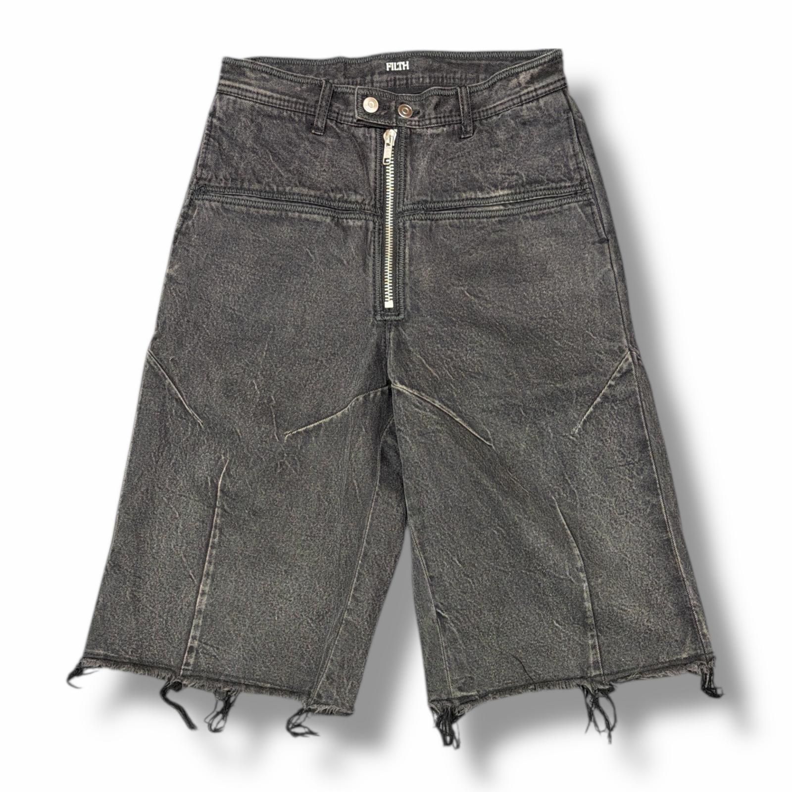 FILTH FRONTZIP BAGGYDENIMSHORTS