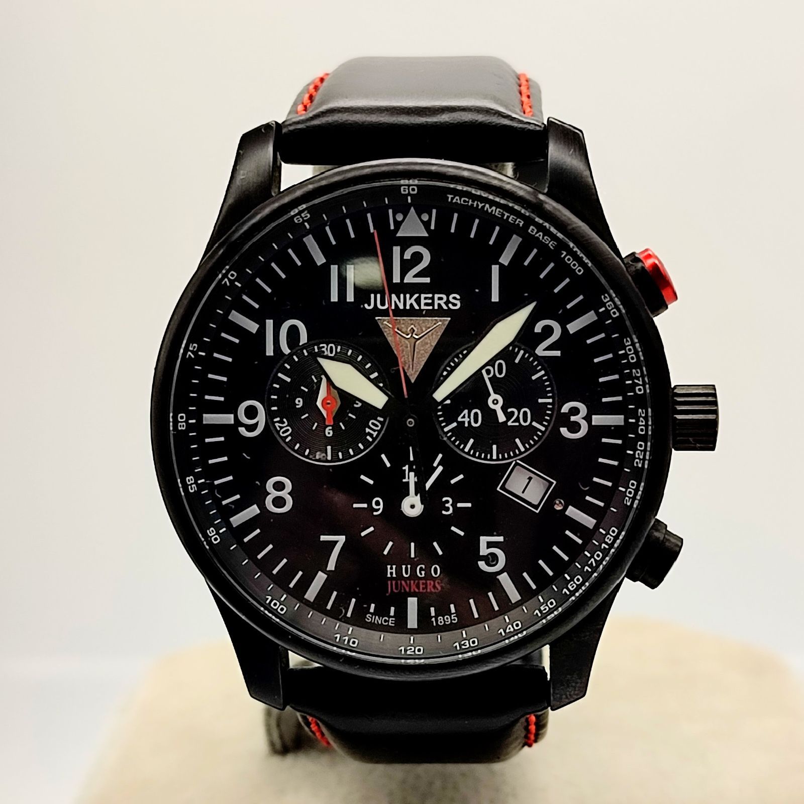 超美品】JUNKERS ユンカース クオーツ クロノグラフ アラーム付き 