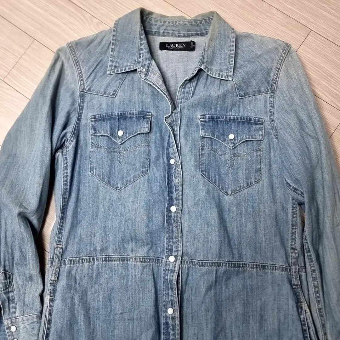ポロラルフローレン　シャツワンピース　デニム　　シャンブレー　160 ラルフローレン デニム シャンブレー ロング シャツ ワンピース (実寸
