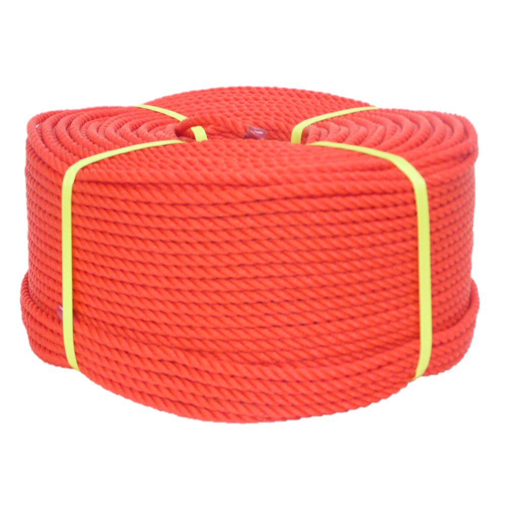 ユタカメイク ポリエチレンロープ 6 mm×200 m 3ッ打 巻物 レッド PE-101 長尺 業務用 水に強い 農園芸 漁業用 ネット補修