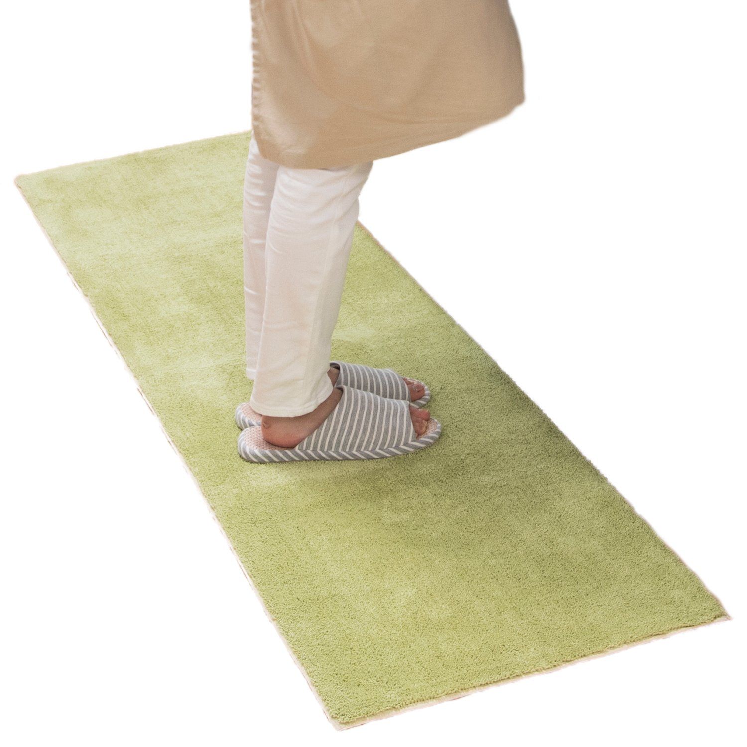 オカ 乾度良好Dナチュレ ロングマット グリーン 約50 cm 180 キッチンマットや玄関マット リビングマットなど多目的に