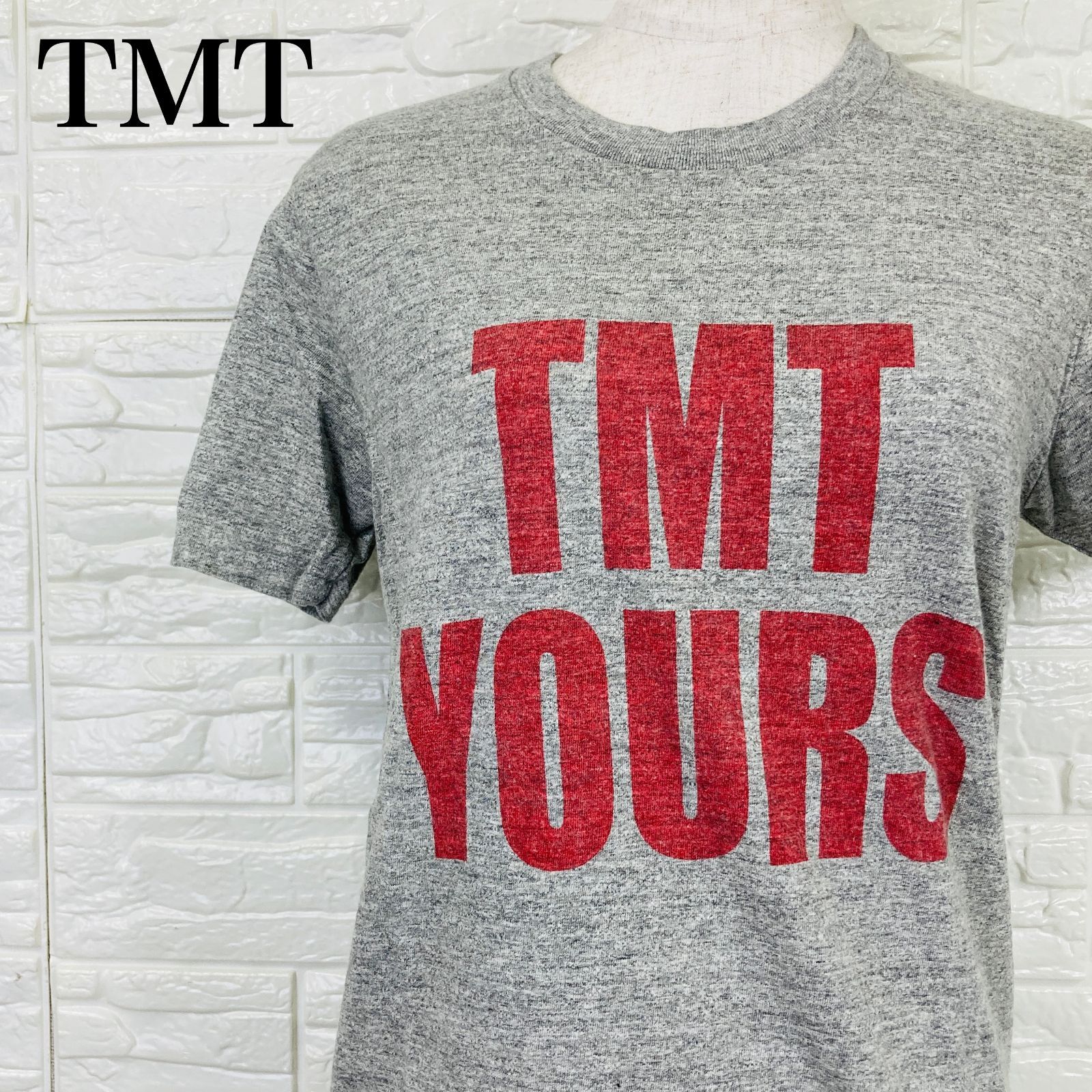 TMT ティーエムティー Tシャツ グレー プリント 半袖 トップス 0137K 