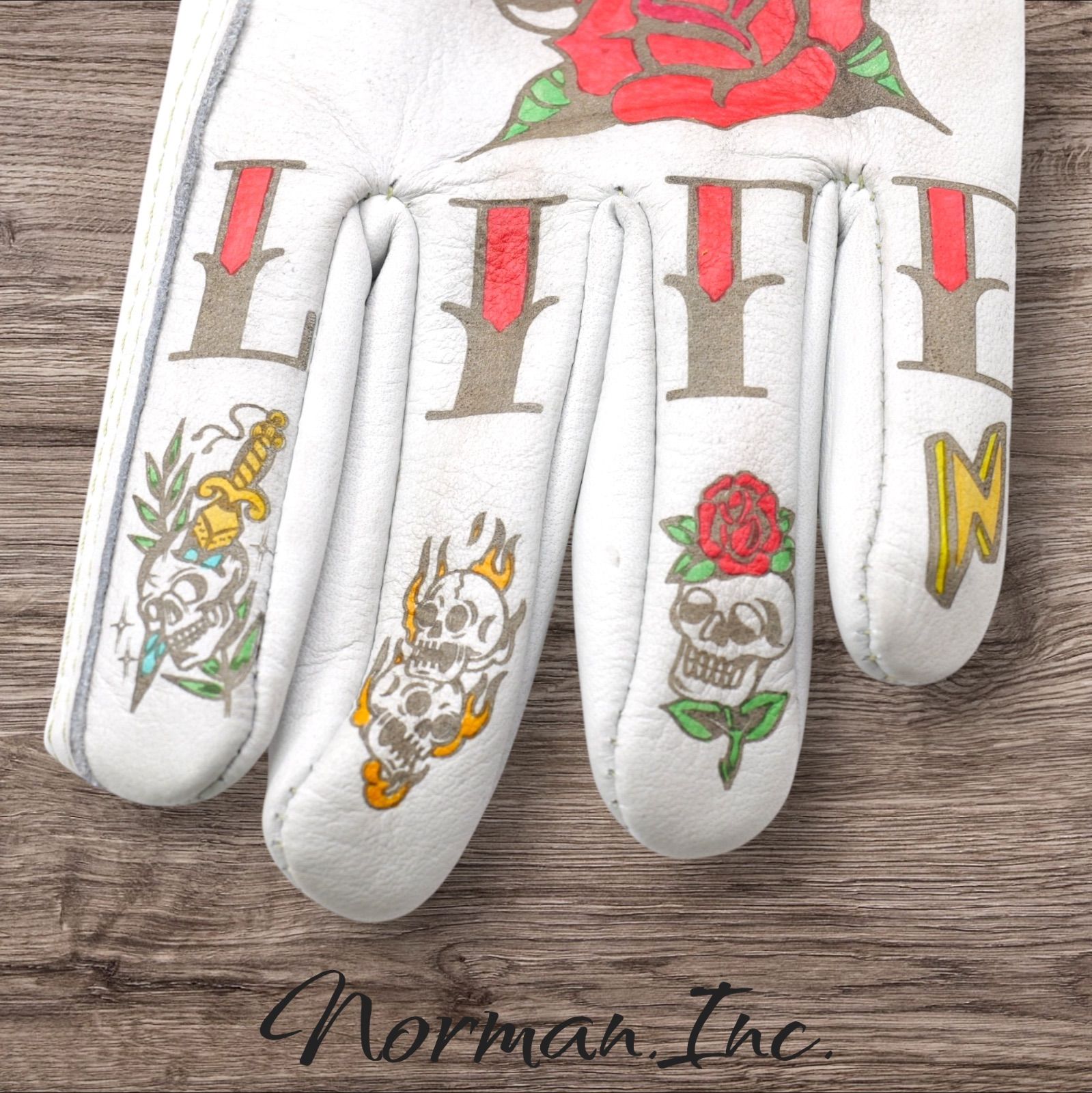 牛革 レザーグローブ ホワイト 白 アメリカン バイク ハーレー