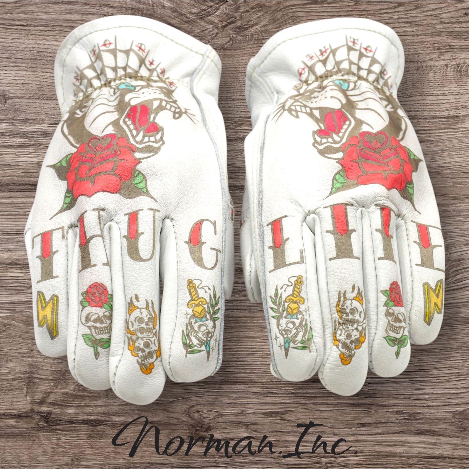 牛革 レザーグローブ ホワイト 白 アメリカン バイク ハーレー