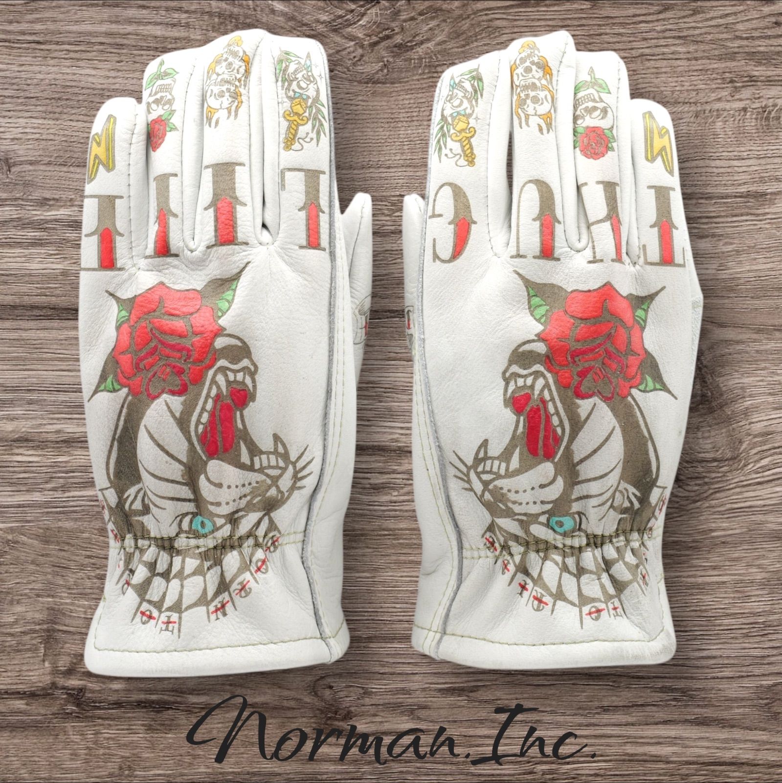 牛革 レザーグローブ ホワイト 白 アメリカン バイク ハーレー