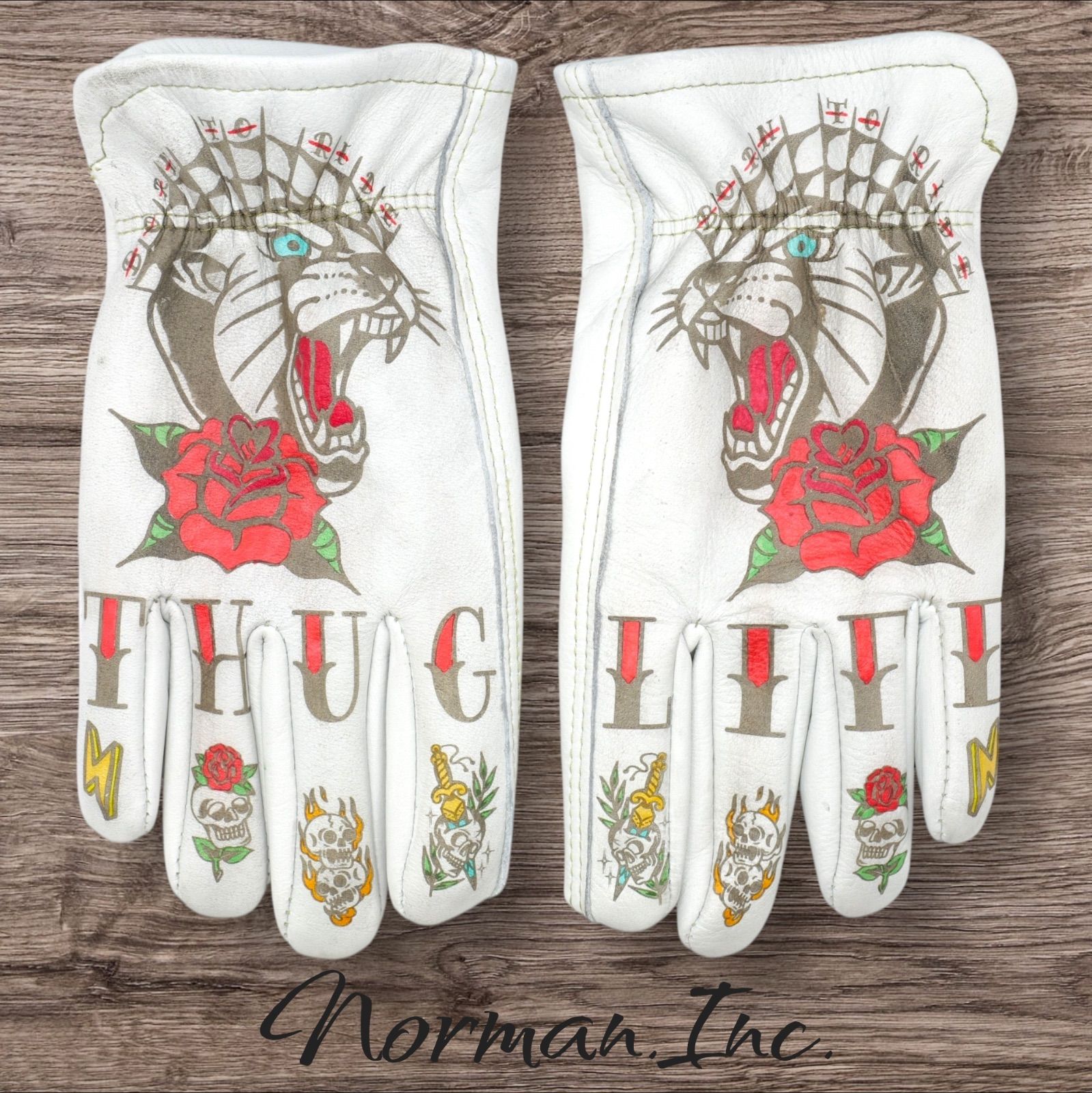 牛革 レザーグローブ ホワイト 白 アメリカン バイク ハーレー