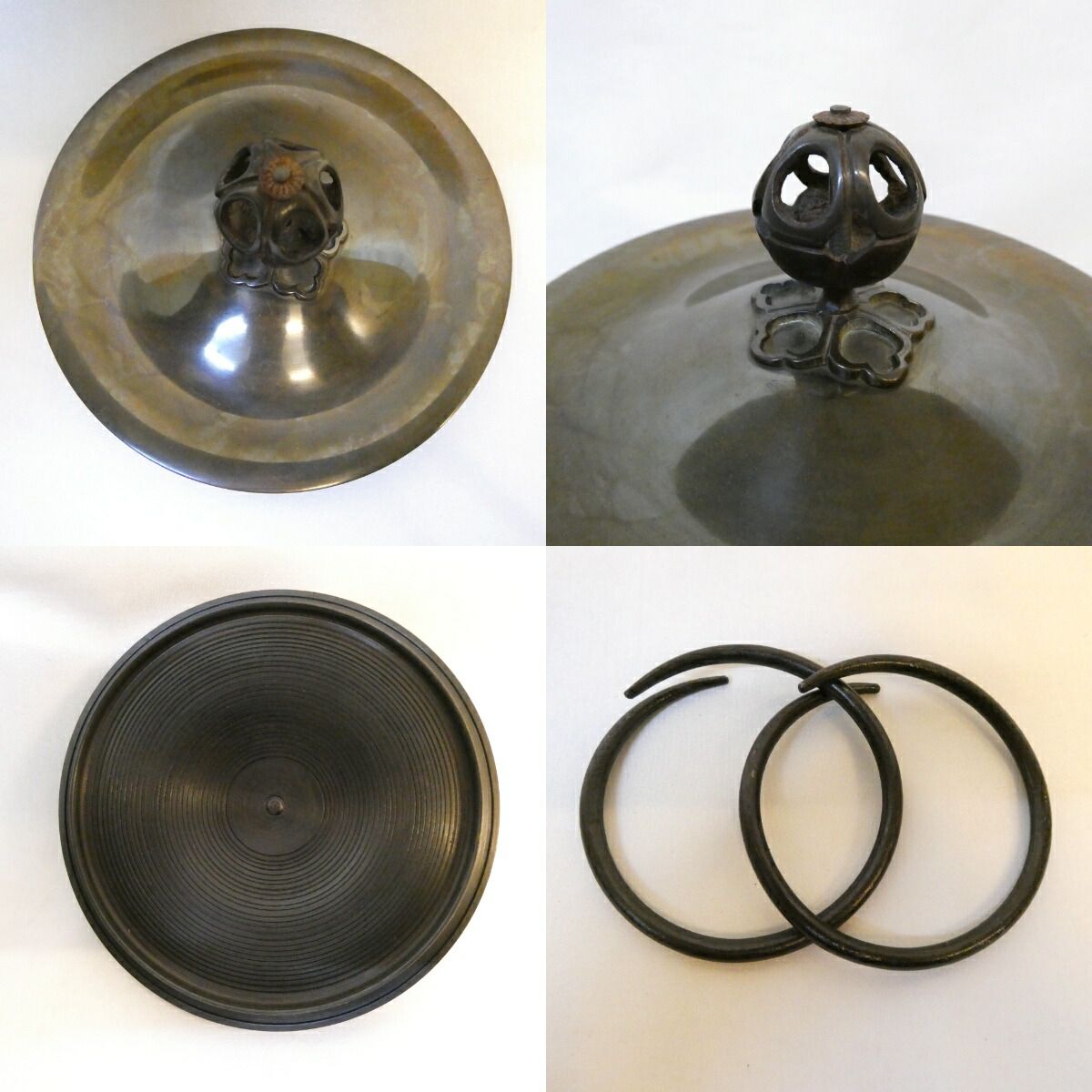 経年未使用品】釜師 畠春斎 鋳師 金森紹栄 合作 唐銅 切合 朝鮮風炉 真