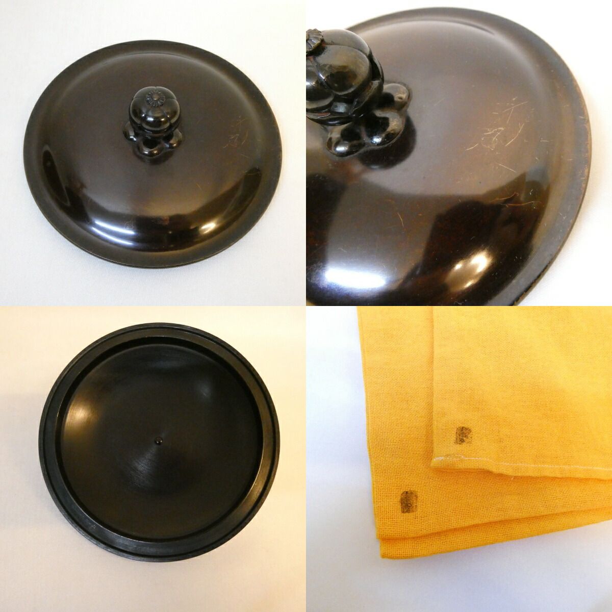 尋牛斎宗匠書付】初代 門脇喜平作 炉用 丸釜 釜鐶添え 炉釜 久田宗也