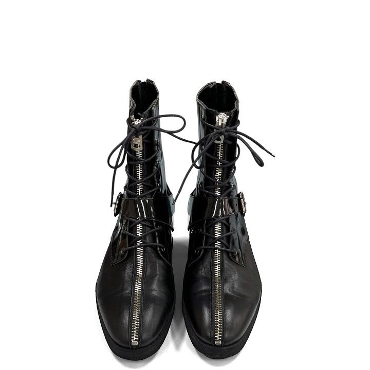 シヴァーライズ　レザーヒールブーツ　/42　ブラック　本革　チェーン装飾　ジップ シヴァーライズ レザーヒールブーツ /42 ブラック 本革 チェーン装飾