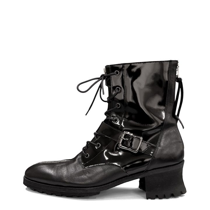 シヴァーライズ　レザーヒールブーツ　/42　ブラック　本革　チェーン装飾　ジップ シヴァーライズ レザーヒールブーツ /42 ブラック 本革 チェーン装飾