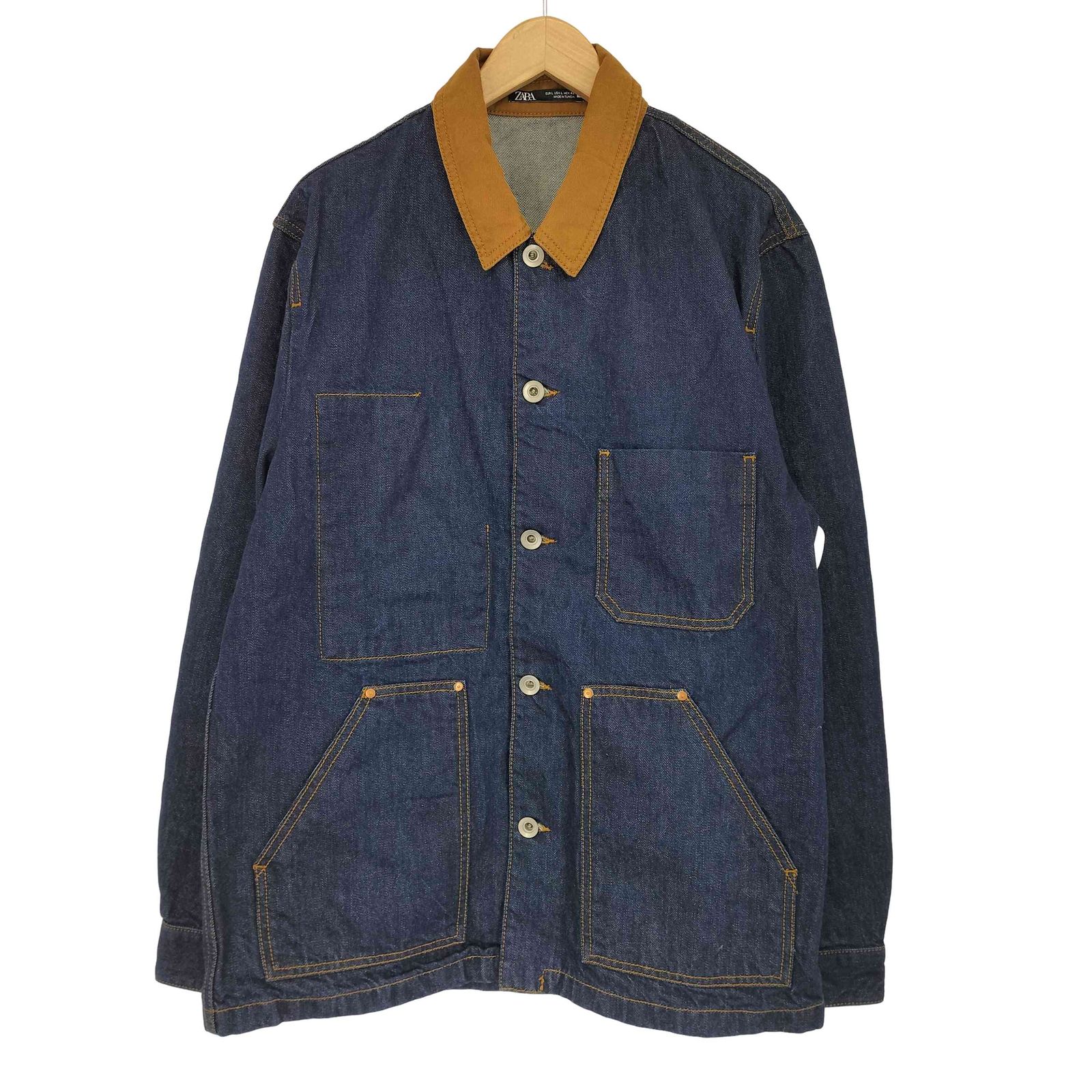 ザラ ZARA デニムジャケット カバーオール メンズ import：L - メルカリ