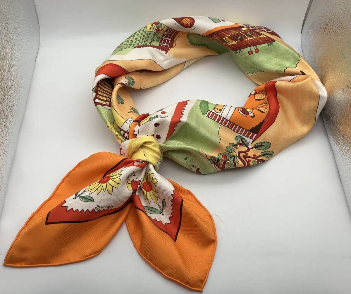 HERMES エルメス カレ90 スカーフ 故郷に帰る RETOUR ALATERRE シルク