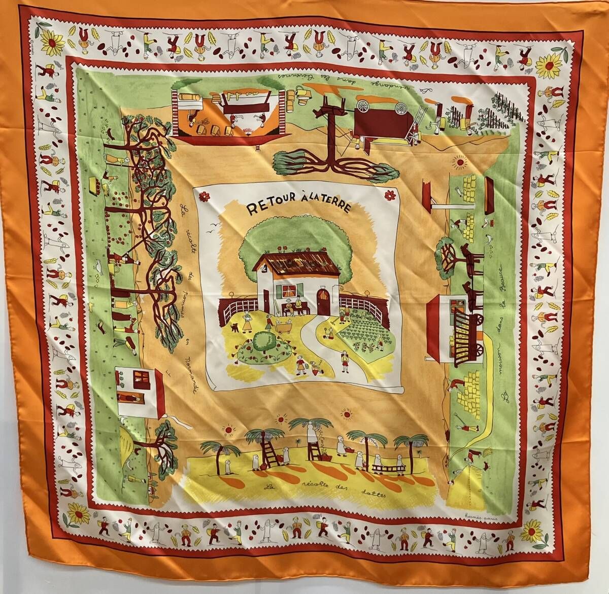 HERMES/エルメス カレ90 故郷に帰る スカーフ l_096 HERMES エルメス カレ90 スカーフ 故郷に帰る RETOUR ALATERRE シルク