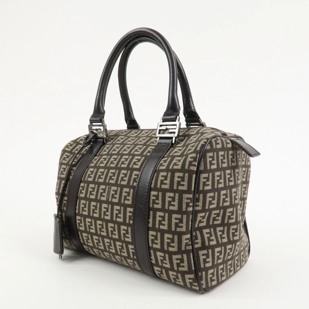 美品】FENDI フェンディ ズッキーノ キャンバス レザー ハンドバッグ